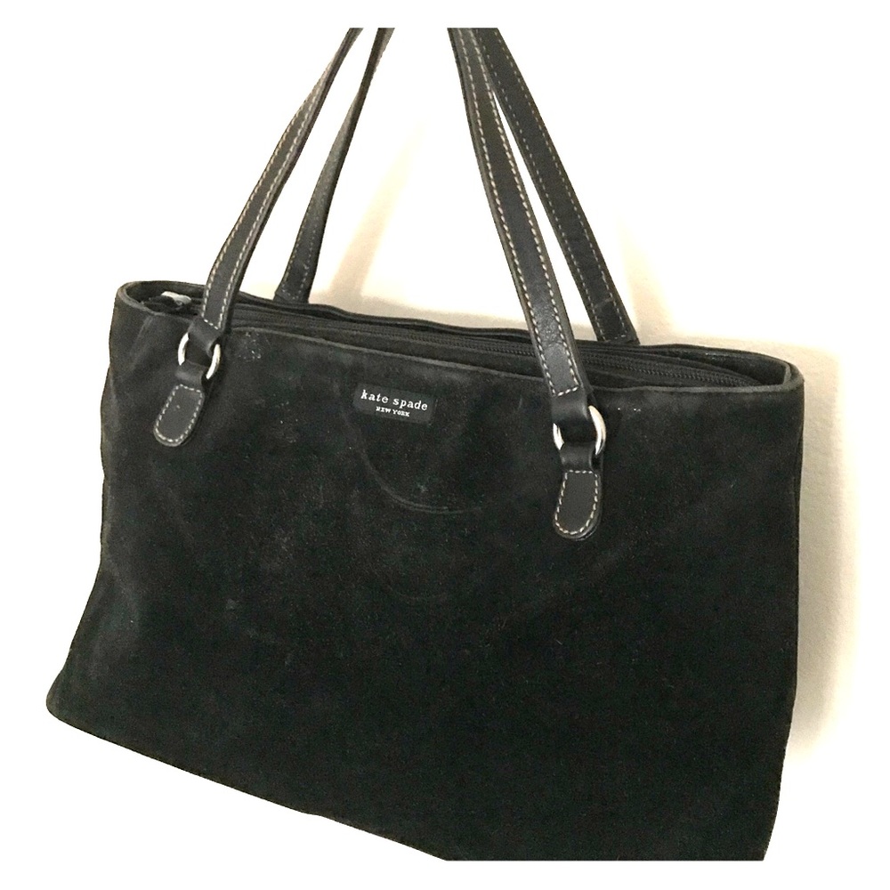 Kate Spade black suede medium handbag with leather